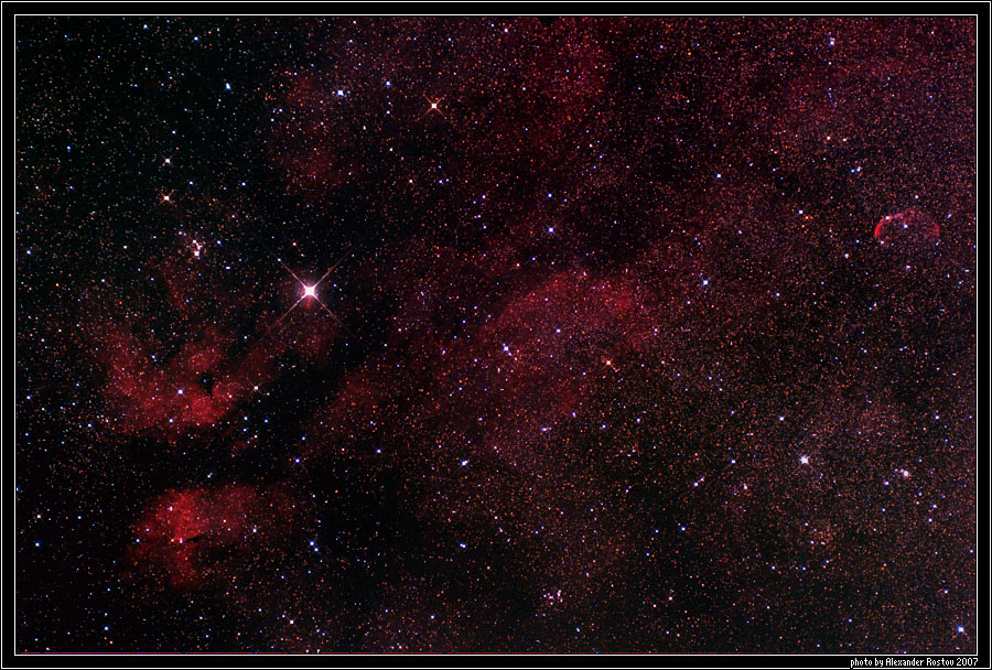 Sadr Gamma Cygni region, IC 1318 butterfly nebula, NGC 6888 crescent nebula astrophoto