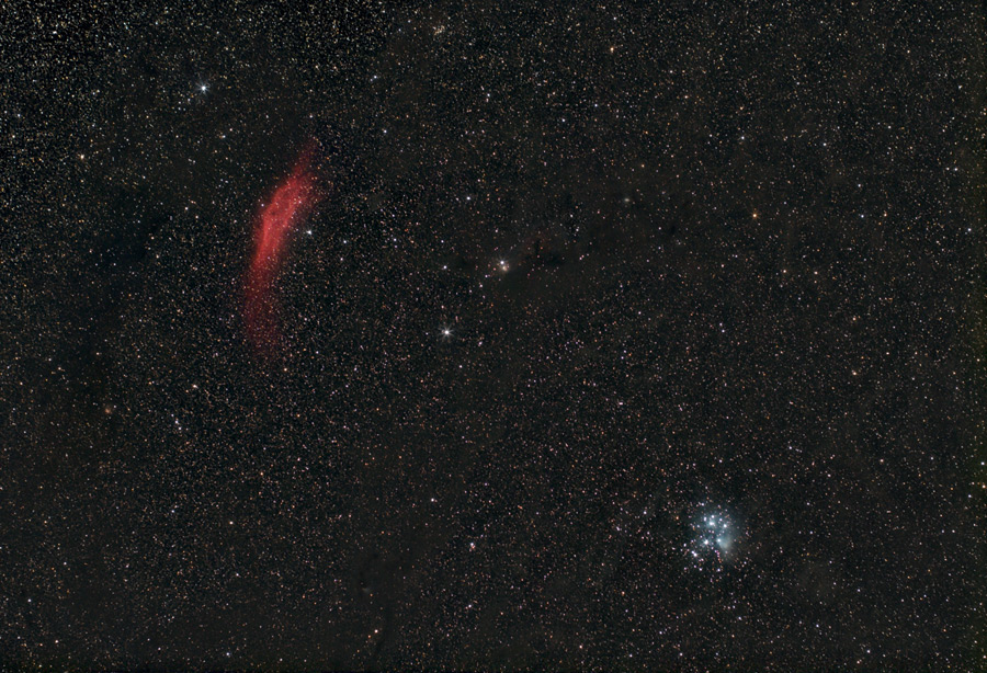 Messier M45 Pleiades & NGC 1499 California nebula