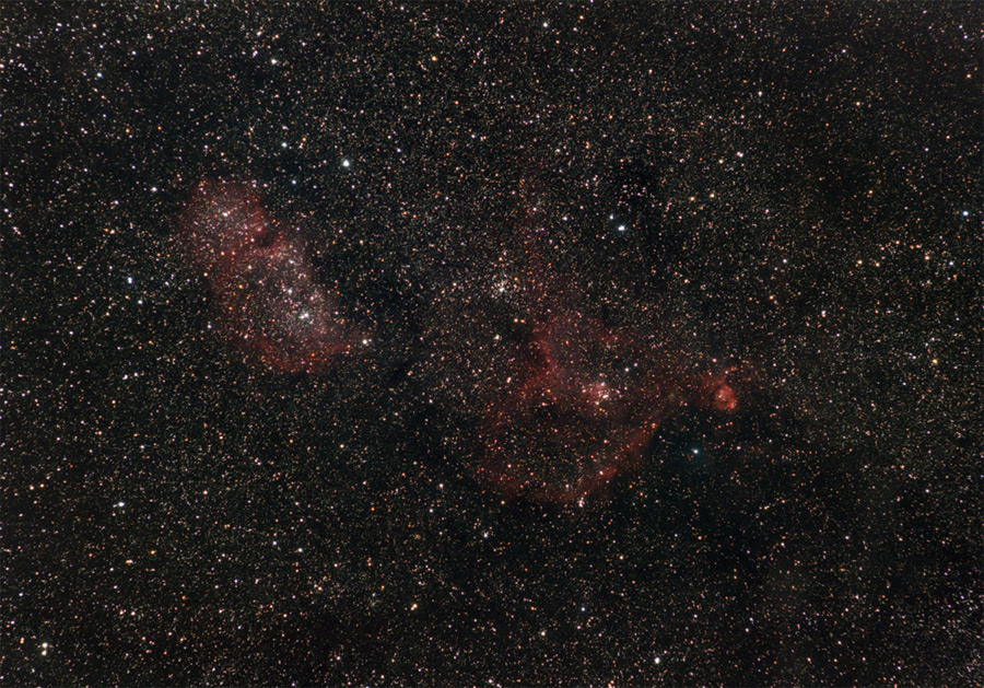 Heart and Soul nebulae astrophoto, IC 1848, IC1805, IC 1795, NGC 896, IC 1871, IC 1851, IC 289, IC 1831, NGC 886