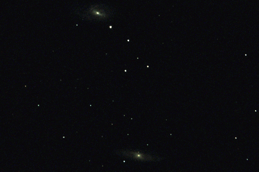 Asteroid gif animation, Leo Galaxies, Leo Triplet, Messier 65, Messier 66, astrophoto, Canon EOS 450Da