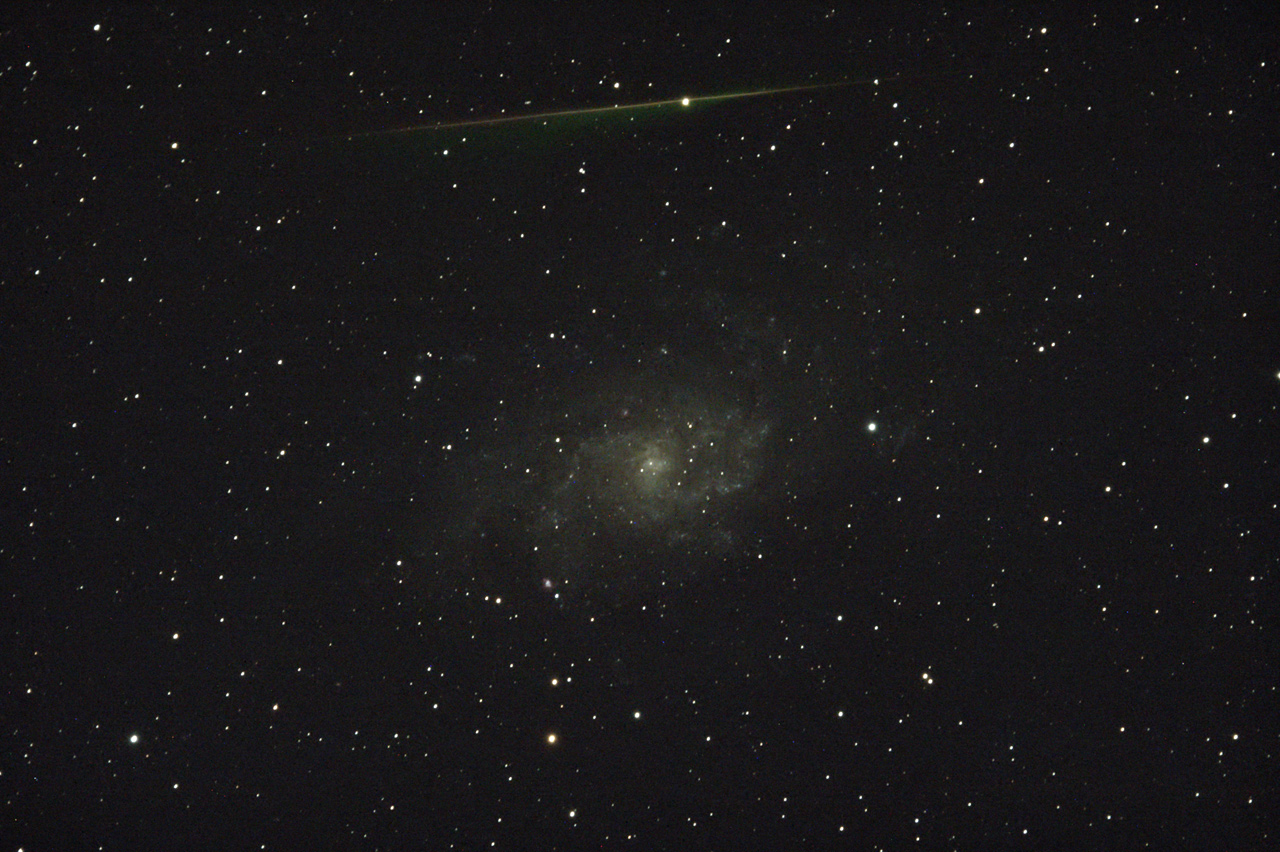 perseid in m33 galaxy, messier 33, astrophoto